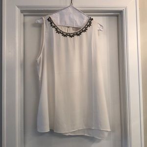 Loft White Beaded Blouse